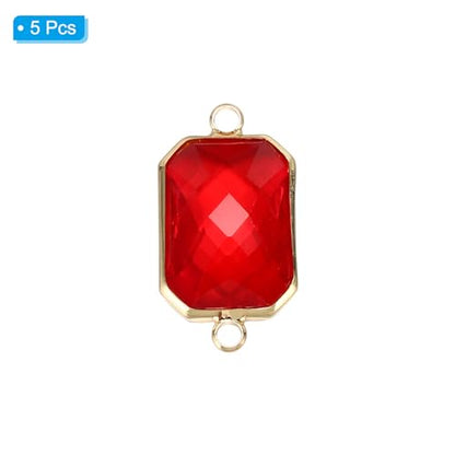PATIKIL Birthstone Connector Link, Diamond Clear Charm Links, Glass Jewelry Findings Crystal Bead Link for Drop Dangle Pendants Necklace Bracelet Earring - color: Red