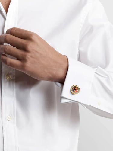FindChic Stainless Steel Round Cufflinks with Custom Text/Picture/Monogram Letters 18K Gold Plated/Black Color for Men Groom Suits Shirts, with Gift Box - style: 02. CZ custom photo-round (gold plated)