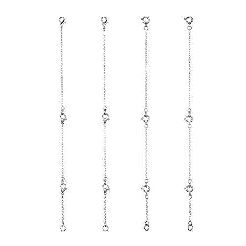 Softones 12-18Pcs Ankle Bracelets Extenders-Extension for Womens Jewelry(1 2 3 Inch),with Lobster Clasp and O-Clasp from Gold Silver Rose Gold - color: C:Silver 6-Lobster clasp 6-O-clasp