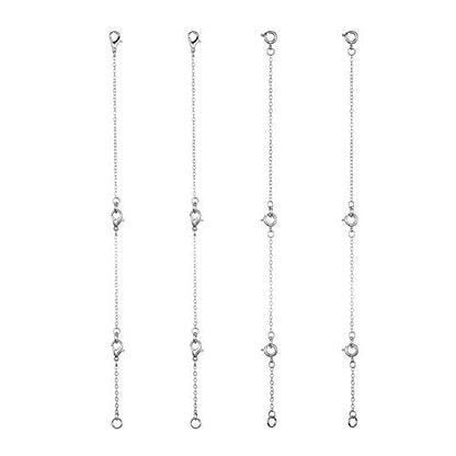 Softones 12-18Pcs Ankle Bracelets Extenders-Extension for Womens Jewelry(1 2 3 Inch),with Lobster Clasp and O-Clasp from Gold Silver Rose Gold - color: C:Silver 6-Lobster clasp 6-O-clasp