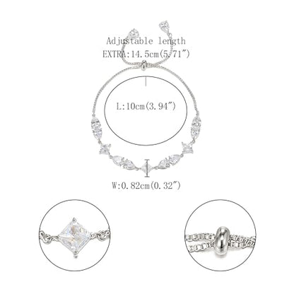 FANZE Gold Plated Cubic Zirconia Tennis Bracelets for Women Dainty Trendy Adjustable Bracelet Jewelry Gift for Ladies Wedding Mother Birthday Anniversary - style: Irrrigular silver bracelet