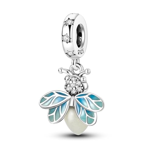 MULA 925 Sterling Silver Charms for Bracelets and Necklace Family Pendants | Airplane Travel Dangle Beads Family Tree Jewelry Charms for Women - color: Summer Glowworm