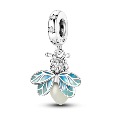 MULA 925 Sterling Silver Charms for Bracelets and Necklace Family Pendants | Airplane Travel Dangle Beads Family Tree Jewelry Charms for Women - color: Summer Glowworm