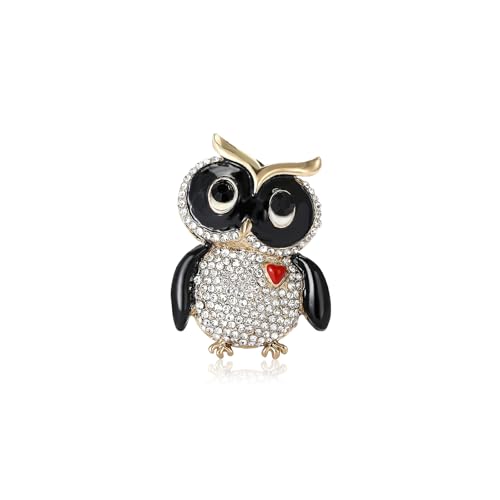 Enamel Bird Brooch for Women Rhinestones Owl/Hummingbird/Eagle/Toucan Lapel Pin Cute Bird Brooches Jewelry Gifts for Mom Wife - color: White-Owl 4