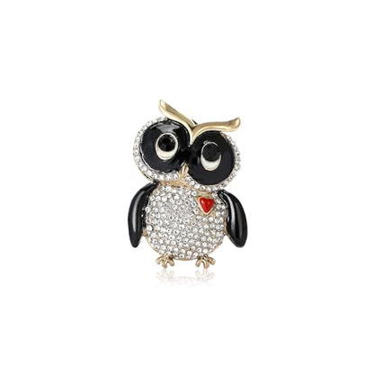 Enamel Bird Brooch for Women Rhinestones Owl/Hummingbird/Eagle/Toucan Lapel Pin Cute Bird Brooches Jewelry Gifts for Mom Wife - color: White-Owl 4