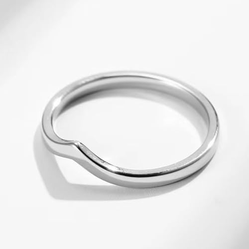 CCBFY Stainless Steel V Shaped Wedding Band Engagement Promise Ring for Women Pointed Chevron Classical Simple Plain Statement Ring - color: Silver