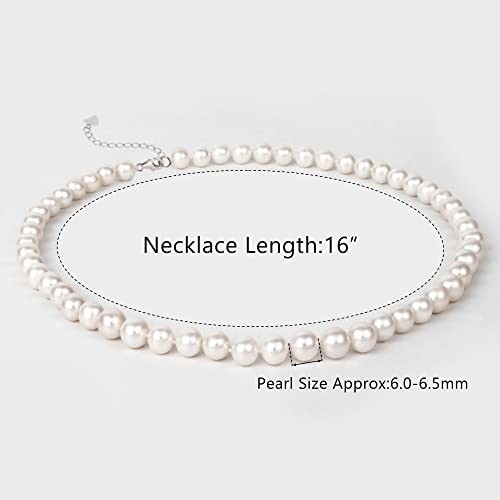 Freshwater Cultured AAAAA Quality Genuine Real Pearl Strand Necklace for Women Fine Jewelry Gifts for Her - size: 40.6 cm, 6.0 - 6.5 mm, style: AAA-Round