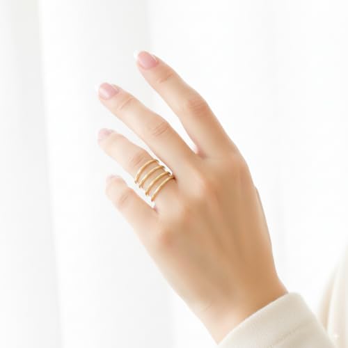14K Gold Filled Made to Order Spiral Ring for Women. Wraparound Coil Ring. Modern Trendy Swirl. Hammered 14kt Yellow Gold Filled Stacking Rings. Artisan Handmade Personalized Statement Open Ring