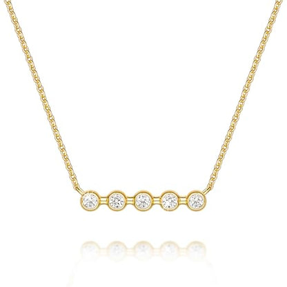 14K Gold Necklaces for Women Cubic Zirconia Necklace for Women | 14K Gold Necklaces for Women Gold Necklaces with Cubic Zirconia Pendant Exudes Elegance Bar Necklace for Women 16+2in