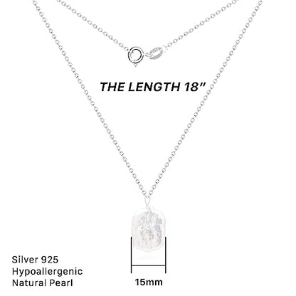 925 Sterling Silver Dainty Freshwater Cultured Pearl Choker Necklace White Genuine Real Pearl Charm Necklaces Jewelry Gifts for Her - color: Baroque-Square-Silver