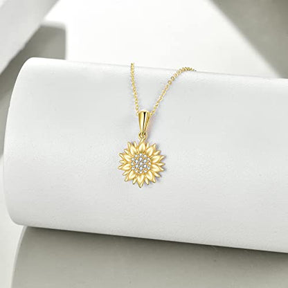 KECHO 14k Yellow Gold Sunflower Jewelry for Women, Fine Gold You are My Sunshine Jewelry Gifts for Her - style: Sunflower Necklace