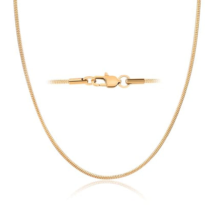 18k Gold Plated Sterling Silver Snake chain Necklace for Women, 925 Silver 1.5mm Cable Snake chain Necklace Thin & Dainty & Sturdy Wear Special Occasions & Gifts,14/16/17/18/20/22/24 Inches - color: Yellow Gold, size: 24 Inch