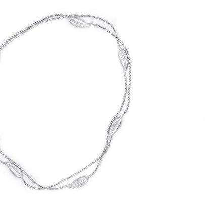 Vanbelle Genuine Sterling Silver Jewelry - Rhodium Plated with 925 Stamp - Designer Leaf Anklet - Elegant handcrafted Double layered Chain Anklet for Women - 9" long + 1" extender