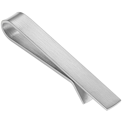 HAWSON 2 inch Tie Clips for Men-Skinny Tie Bar Tie Set for Wedding Anniversary Business and Best Gift for Dad Husband Brother - color: 1 PCS - Brush Silver
