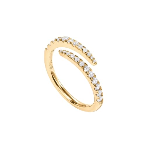 PAVOI 14K Gold Plated Cubic Zirconia Open Twist Eternity Band for Women - color: Yellow Gold, size: 8