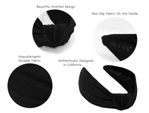 Chunky Black Velvet 2.5 Inches Thick Knotted Headband for Women Headbands Women Girls Trendy, Womens Headbands are Head band for Women's Hair, Cute Top Knot Fashion Designer - color: Chunky Black