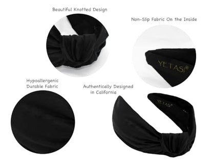 Chunky Black Velvet 2.5 Inches Thick Knotted Headband for Women Headbands Women Girls Trendy, Womens Headbands are Head band for Women's Hair, Cute Top Knot Fashion Designer - color: Chunky Black