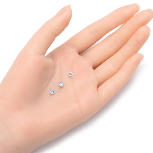 Adabele 2pcs Real 925 Sterling Silver CZ December Birthstone Charm Drop 4mm | Tiny Small, Tarnish Resistant 92.5 Silver Sparkle Blue Topaz Cubic Zirconia Dangles Closed Loop Craft Jewelry Making - color: December, size: 4mm (0.16")/Tiny - 2pcs