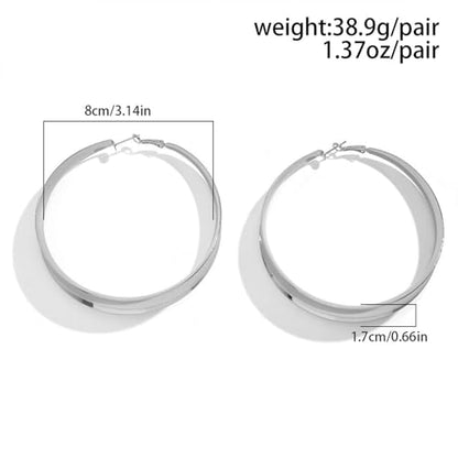 Large Hoop Earrings for Women Lightweight Chunky Earrings | Big Hoop Earrings for Women Chunky Jewelry 70s Outfits for Women - style: Hoop-Silver-03