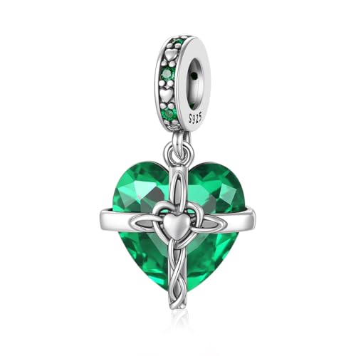 Birthstone Charm, 925 Sterling Silve Heart Dangle Charms for Pandora Bracelets, Ladies Birthday Gift - style: E-May