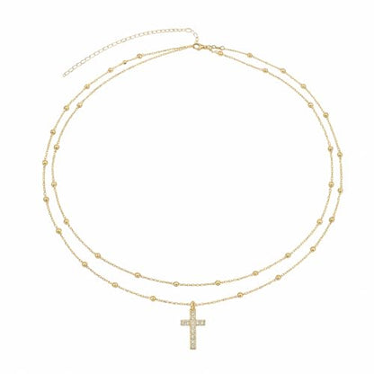 Alloy Waist Chain for Women, Adjustable Body Chain Belt, Layered Bikini Belly Chain, Jewelry for Beach Wear, Summer, Wedding, Festival, Party and Concert - color: Beaded Cross Chain