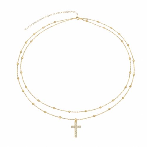 Alloy Waist Chain for Women, Adjustable Body Chain Belt, Layered Bikini Belly Chain, Jewelry for Beach Wear, Summer, Wedding, Festival, Party and Concert - color: Beaded Cross Chain