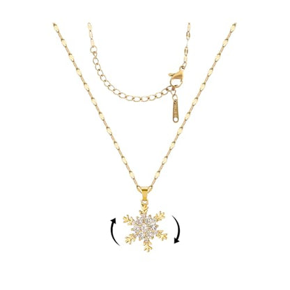 Sunflower Fidget Necklace for Women Gold Moon Necklace Rotating Heart Necklaces Spinning Crystal Flower Anxiety Necklaces Crescent Moons Jewelry Accessories - color: Snowflake