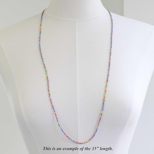 Kathy Bankston Rainbow Luster Seed Bead Necklace, Thin 1.5mm Strand | Thin Delicate Strand, Layering Necklace, Choker to Long Lengths, Made to Order