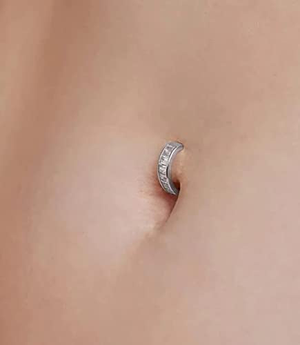 Silver Gold Belly Button Ring for Women Clicker Hoop Belly Rings Opal Navel Piercing Jewelry Dangle Hypoallergenic Surgical Steel Dainty Dangling Navel Rings for Women - color: B1-3p-Silver
