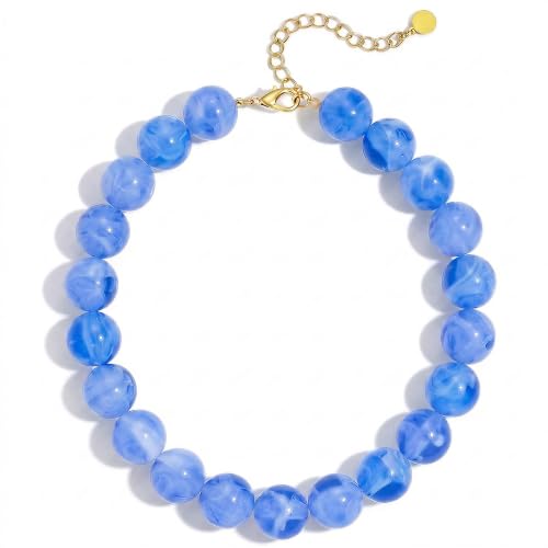 Chunky Beaded Necklace for Women, Colorful Trendy Statement Summer Jewelry Gift - color: necklace-18