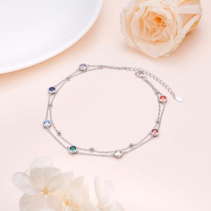 Anklets for Women 925 Sterling Silver Blue Evil Eye Infinity Butterfly Adjustable Multilayer Layered Summer Beach Ankle Bracelet Foot Chain Jewelry for Women - style: Chakra