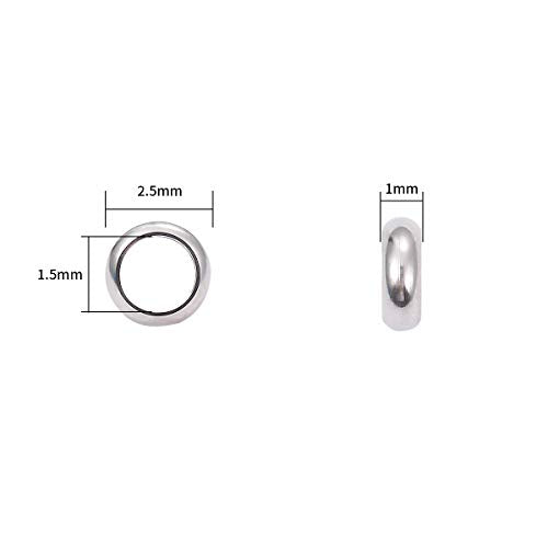 Stainless Steel Spacer Beads 2.5x1mm Rondelle Loose Charm Caps Beads for DIY Jewelry Making 100pcs with 1.5mm Hole - color: 2.5x1mm 1.5mm
