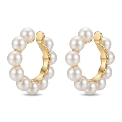 2-Piece Faux Pearl Ear Cuff Set, Non-Pierced Clip On Earrings for Women, Ear Jewelry, Lightweight Ear Accessories for Daily Outfit, Gift