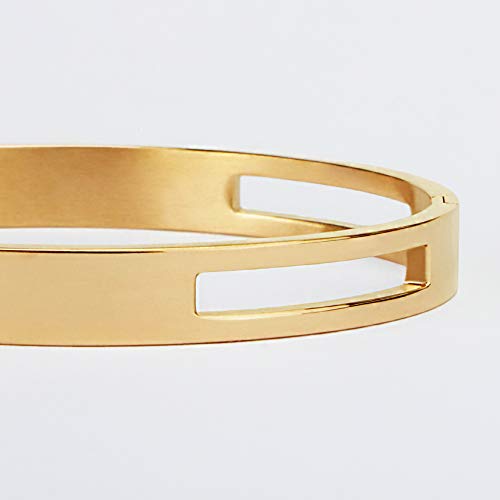 MILAKOO 6/8mm Gold/Silver Color Bangle Hollow Stainless Steel with Rhinestone Bracelets - color: Gold, size: 8mm