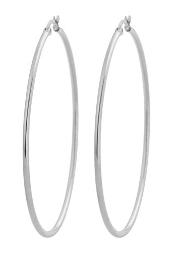 Rounded Hoops Earrings (20mm-60mm Diameter) - color: Silver 60mm