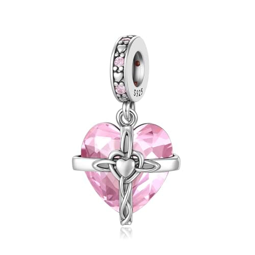 Birthstone Charms 925 Sterling Silver Heart Charms for Bracelets and Necklaces Birthday Day Christmas Gifts For Women - color: J-October