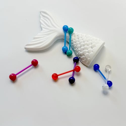 Acrylic Tongue Barbells Rings Candy Color Tongue Piercing Jewelry | 14G Plastic Nipple Ring Colorful Tongue Bars for Women Men - style: Classic