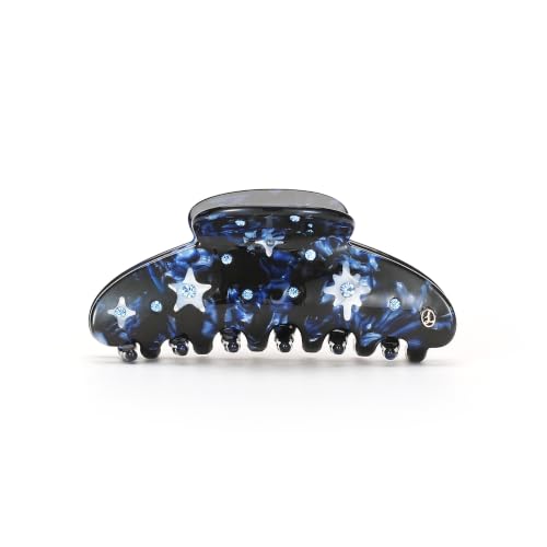 Luxury Italian Designed Large Claw Clip for Thin Hair & Thick Half Ups, 4.3 Inch Cute Acetate French Hair Clips for Women, Non-Slip Secure Updos & Chic Daily Styles, Deep-sea Blue - color: Deep-sea Blue