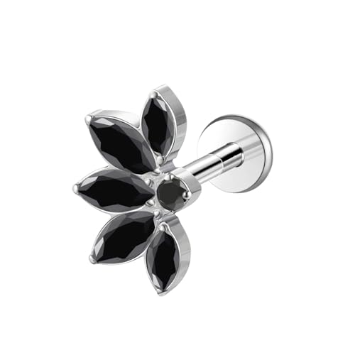 1pcs 16G 18G G23 Titanium Threadless Labret Studs Push-in Labret Lip Cluster Tragus Helix Conch Lobe Rook Cartilage Push Back Piercing Jewelry Earring - style: 5 eye-black