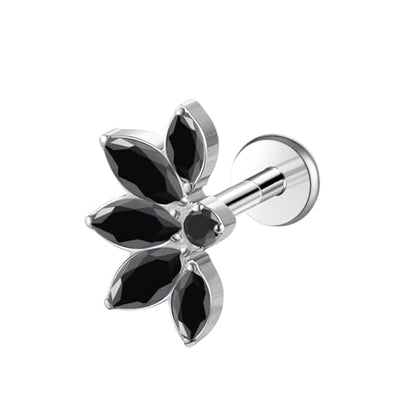 1pcs 16G 18G G23 Titanium Threadless Labret Studs Push-in Labret Lip Cluster Tragus Helix Conch Lobe Rook Cartilage Push Back Piercing Jewelry Earring - style: 5 eye-black