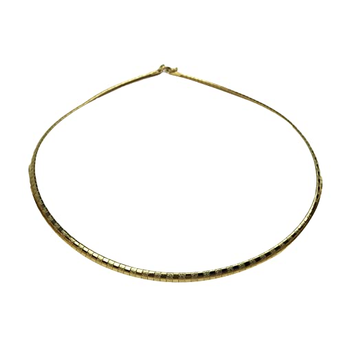 JAJAFOOK 4/6/8 MM Width Snake Bone Chain Stainless Steel Slash Wavy Flat Omega Collar Necklace - color: 4mm Gold