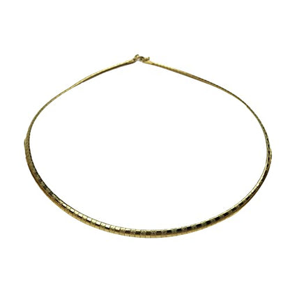 JAJAFOOK 4/6/8 MM Width Snake Bone Chain Stainless Steel Slash Wavy Flat Omega Collar Necklace - color: 4mm Gold