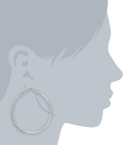 Amazon Essentials Gold Plated or Stainless Steel Flattened Hoop Earrings - color: Stainless steel, size: 60 mm