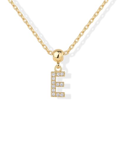 PAVOI 14K Gold Plated Dainty Initial Letter Necklace with Charms for Women | Adjustable Chain Gold Charm Initial Necklaces, Small Alphabet Letters Removable Pendants Cute Jewelry Gifts - style: - E