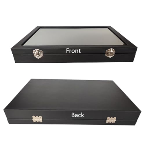 Wooden Jewelry Organizer Tray Box with Clear Lid, Travel Rectangle Organization Storage Box with Metal Clasp, Velvet Blank Jewelry Display Case for Necklaces Bracelets Rings Accessories (Black)