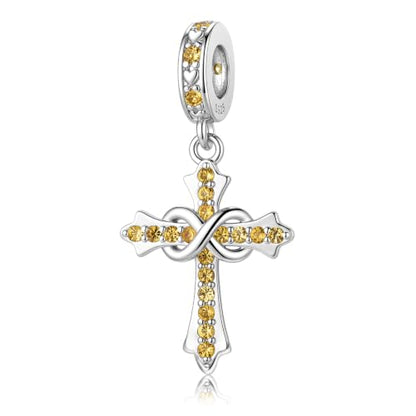 HappyStar 925 Sterling Silver Charms Infinity Design Birthstone Charms for Bracelets with 5A Cubic Zirconia Cross Necklace for Women Dangle Pendant Compatible Pandora Bracelets Happy Birthday Gifts - color: 92-November Birthstone Charms
