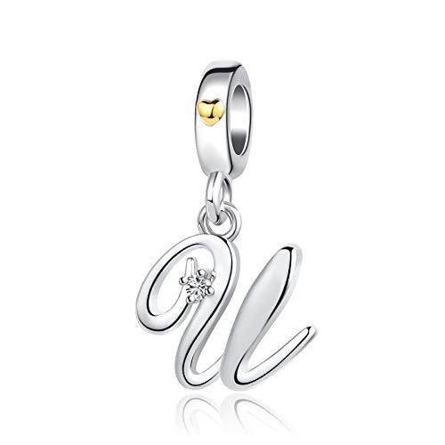 Silver Initial A-Z Letter Charm Compatible Pandora Charm Bracelets for Women Jewelry - style: U