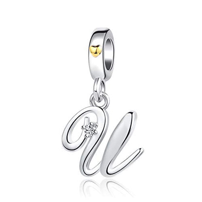 Silver Initial A-Z Letter Charm Compatible Pandora Charm Bracelets for Women Jewelry - style: U