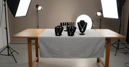 Black Velvet Necklace Display Bust, 4Pcs with Bracelet Holder for Vendors