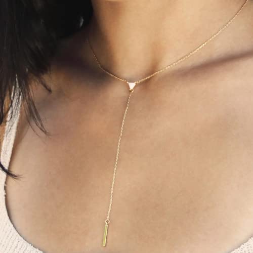 Ettika Lariat Necklace for Women. Gold Drop Necklace, Necklaces for Women. 18K Gold or Rhodium Plated Chain. Trendy Jewelry - color: N1949 Gold